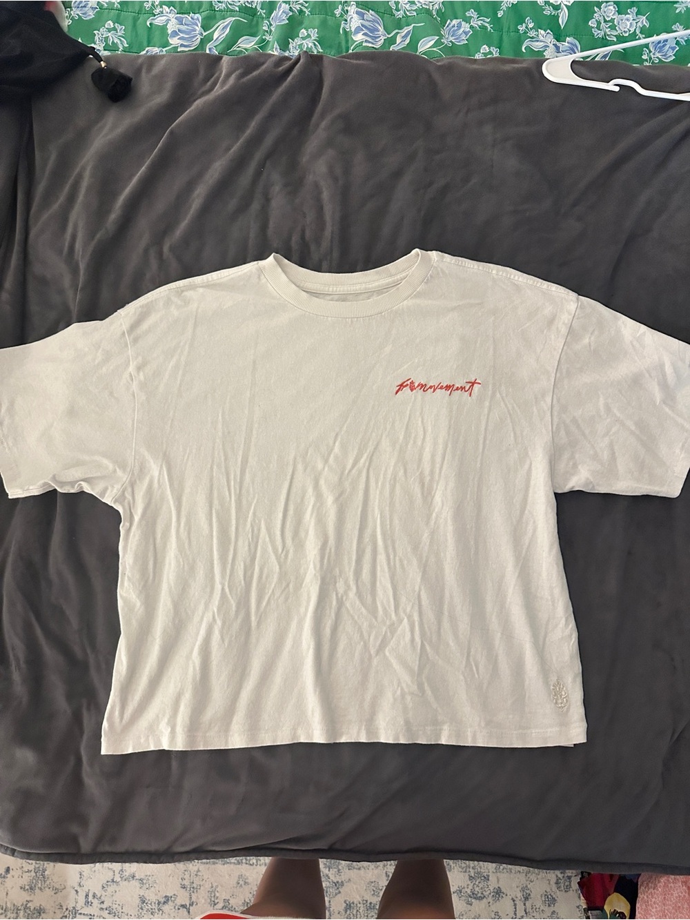 FP Movement White womens Short-Sleeve Graphic Tee with Red Script